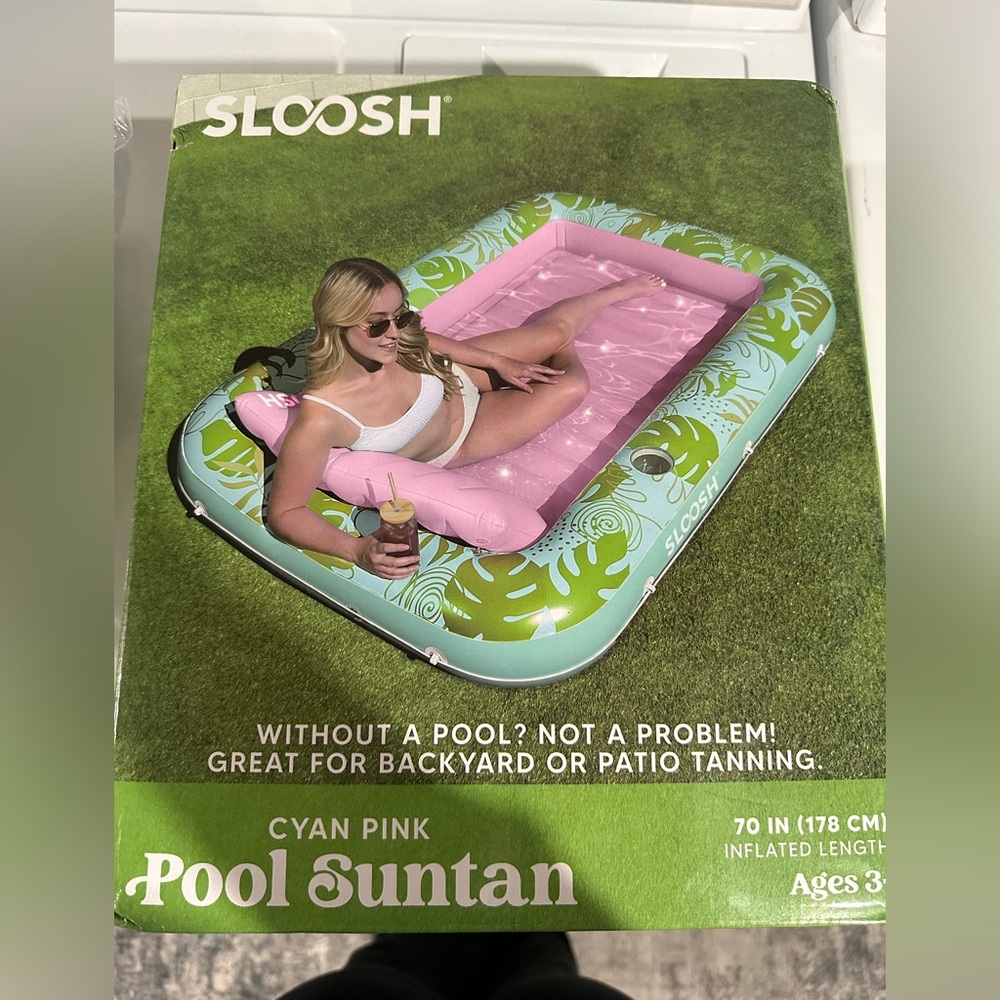 Inflatable Pink and Green Pool Float - Picture 3 of 4